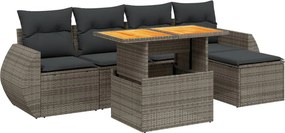vidaXL 6 részes szürke polyrattan kerti ülőgarnitúra párnákkal
