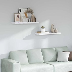vidaXL Falpolc tárolóval 2 pcs Fehér márvány 80 x 23,5 x 4 cm Faanyag