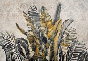 Fotótapéta Arany trópusi levelek Damask vinil 254x184 +ragasztó