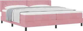 vidaXL Boxrugós ágy matracmal Rózsaszín 200 x 200 cm Poliészter