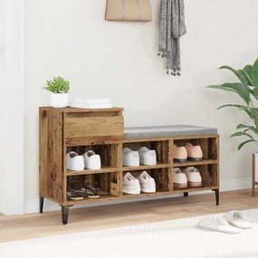 Cipőszekrény fiókkal polcokkal Régi fa 102 x 36 x 60 cm Faanyag