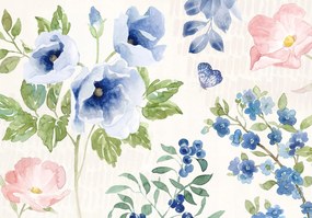 Fotótapéta levelek flizelina Gyönyörű virágok, mint egy festett kép élénk színek