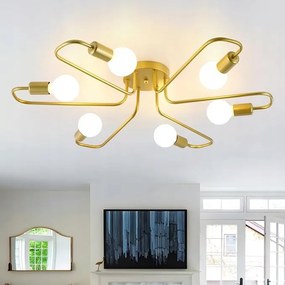 Arany Pók Mennyezeti Lámpa Retro Stílusban Állítható 6 Izzóval