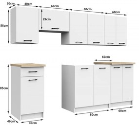 Konyhagarnitúra OLIVIA 2.4M - fehér/beton.