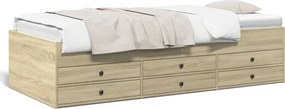 vidaXL sonoma tölgy kanapéágy fiókkal matrac nélkül 100x200 cm