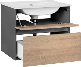 Natúr színű fali szekrény mosdókagyló nélkül, tölgyfa dekorral 60x52 cm Wisla – Støraa