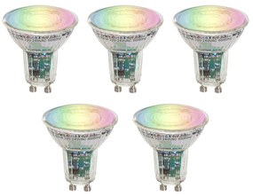 5 darabos Okos GU10 50 LED izzó, fényes RGBW, 4,5W 350 lm 2700-6000K