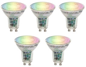 5 darabos Smart GU10 50 LED izzókészlet átlátszó RGBW 4,5W 350 lm 2700-6000K