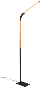 Fekete-natúr színű LED állólámpa fa búrával (magasság 169,5 cm) Norris – Trio