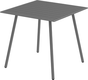 Outsunny Kerti Asztal Acél 80 x 80 x 74 cm Időjárásálló Büféasztal Acél Vázal, Csúszásmentes Kempingasztal 4 Fő Részére Erkélyasztal Teraszasztal Kült