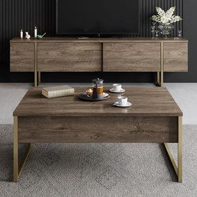 Natúr színű TV-állvány diófa dekorral 180x30 cm Luxe – Kalune Design