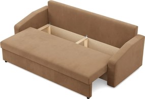 Zeus kanapéágy, szövet anyag, hab töltet, döntött kartámasz, barna