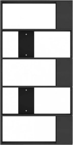 fekete szerelt fa könyvszekrény/térelválasztó 80x24x159 cm