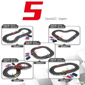 Track Racing Elektromos Autópálya 4 Autó Karosszéria 218 cm