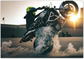 Poszterek 100x70 Gumiégetés motorkerékpárral