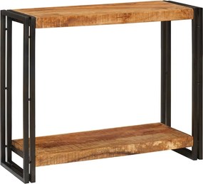 vidaXL Konzolasztal polcokkal Barna 90 x 33 x 75 cm Tömör Mangófát