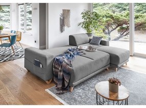 Szürke kinyitható-tárolóhelyes sarokkanapé Classy Sophie – Miuform
