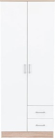Miami gardróbszekrény 80x205 cm fehér-sonoma tölgy