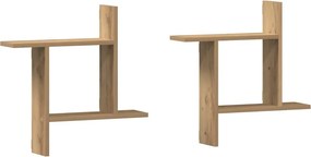 vidaXL 2 db kézműves tölgy színű szerelt fa fali polc 50 x 12 x 50 cm