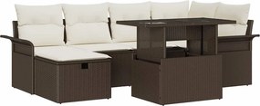vidaXL Kerti Kanapé Szett párnával tárolóval 7 pcs Barna polirattan