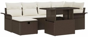 vidaXL Kerti Kanapé Szett párnával tárolóval 7 pcs Barna polirattan