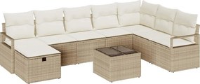 vidaXL Kanapé Szett párnával tárolóval 9 pcs Beige és krém polirattan