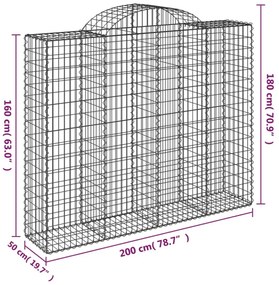 vidaXL 10 db íves horganyzott vas gabion kosár 200x50x160/180 cm