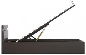 szürke műbőr LED-es hidraulikus ágykeret 100 x 200 cm