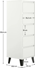 Komód, fehér, BOGAN 5S40