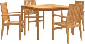 vidaXL 5 részes tömör tíkfa kerti étkezőgarnitúra