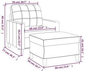 fekete szövet kanapéfotel lábtartóval 60 cm
