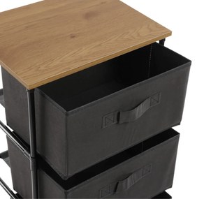 Intenso Home komód 4db szövet fiókkal 40x90cm | Fekete - arany tölgy vászonfiókos tároló