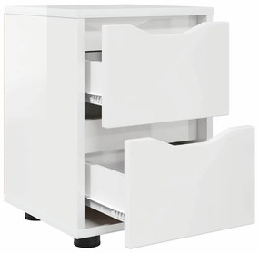 vidaXL Éjjeli asztal Magas Fényű Fehér 30,5 x 30 x 43 cm Faanyag