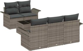 vidaXL Kanapé Szett párnával 6 pcs Szürke polirattan