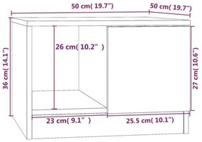 betonszürke szerelt fa dohányzóasztal 50 x 50 x 36 cm