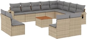 vidaXL 13részes vegyes bézs polyrattan kerti ülőgarnitúra párnákkal