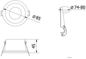 Lámpa Mennyezeti lámpatest ELVA, IP54, Ø85x45mm,kör, fehér/réz