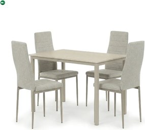 4 személyes étkezőszett szürke székekkel, krémszínű asztallal, asztal méret: 110x70x75cm, ASE-1039 CRM2