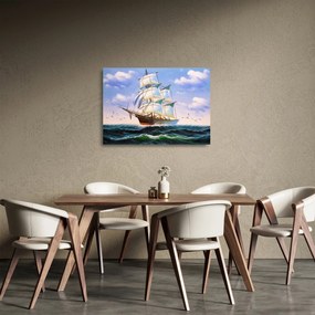 Kép egy hajóról a hullámokon (üvegen) (70x50 cm)
