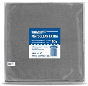 Törlőkendő, mikroszálas, univerzális, 10 db, 40x40 cm, BONUS MicroCLEAN Extra, szürke (KHT1303)