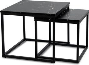 Dohányzóasztal szett fekete márvány hatású felülettel JUNO