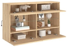 sonoma tölgy színű fali TV-szekrény LED-del 98,5x30x60,5 cm