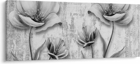 Kép - Fekete-fehér virágok a háttérben (120x50 cm)
