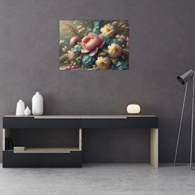 Üveg kép - Természet csendélet virágokkal - festmény (70x50 cm)
