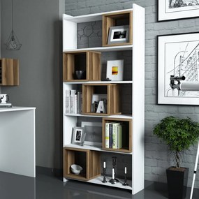 Box könyvespolc, fehér-dió, 80 cm