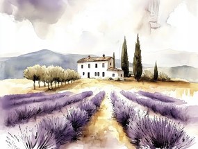 Vászonkép Canvas Tájkép Toszkána Olaszország Ház Levendula Kilátás 100x75