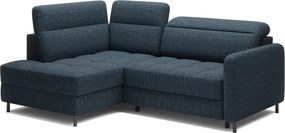 Kék bársony kinyitható-tárolóhelyes sarokkanapé (bal oldali-L alakú) Barea – ELTAP