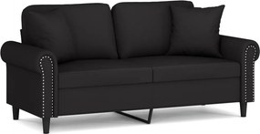 vidaXL 2 személyes fekete bársony kanapé díszpárnákkal 140 cm