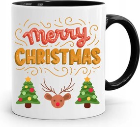 Fekete Karácsonyi Bögre Mikulásra, fényképes nyomtatással