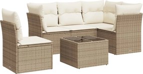 vidaXL 6 részes bézs polyrattan kerti ülőgarnitúra párnával